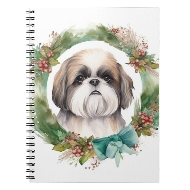 Shih Tzu Christmas Wreath Festivals Notizblock (Vorderseite)
