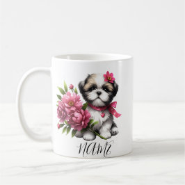 Shih Tzu Coffee Tasse - Niedlicher Welpe mit Blume