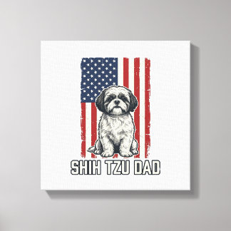 Shih Tzu Dad Patriotic Flag Vintage Dog Shirt_1 Leinwanddruck