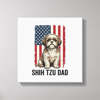 Shih Tzu Dad Patriotic Vintage Dog Shirt Design_1 Leinwanddruck