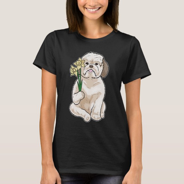 Shih Tzu Daffodil Blume T-Shirt (Vorderseite)