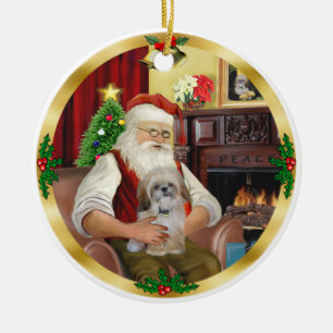 Shih Tzu des Weihnachtsmanns (#17) Keramikornament