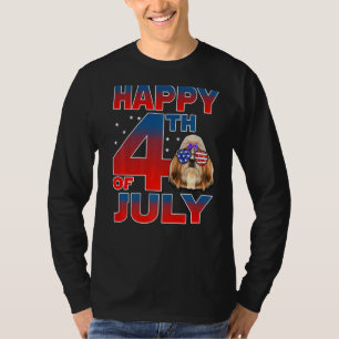 Shih Tzu Dog American Flag Brille Happy 4. Ju T-Shirt