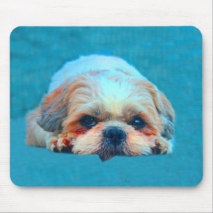 Shih Tzu Dog Aquarellkunst Portrait Mousepad