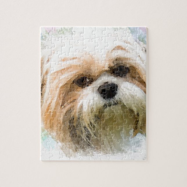 Shih Tzu Dog Aquarellmalerei Puzzle (Vertikal)