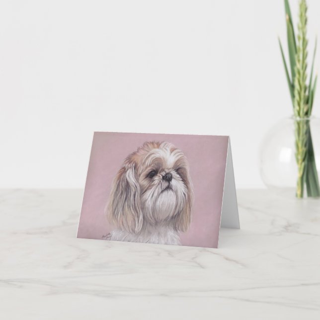 Shih tzu Dog Art Note Card Karte (Vorderseite)