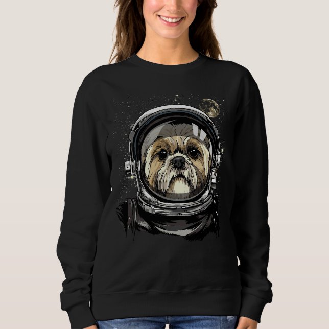 Shih Tzu Dog Astronaut Raumforschung Astronomie Sweatshirt (Vorderseite)