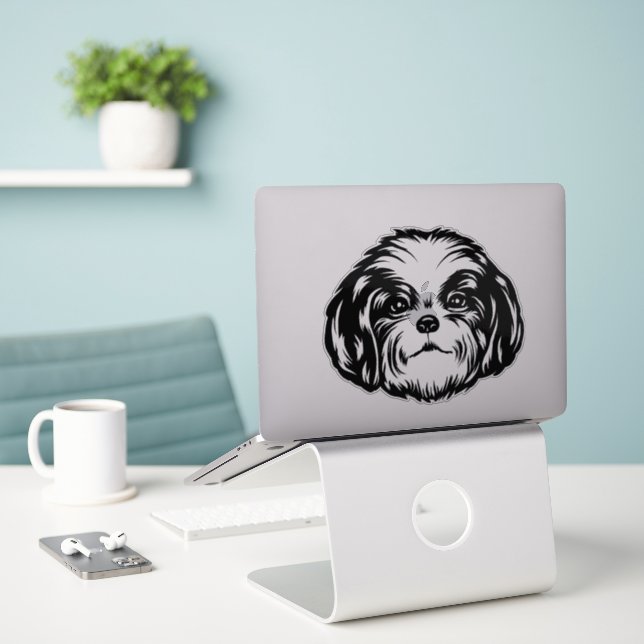 Shih Tzu Dog Aufkleber (Laptop auf Schreibtisch)