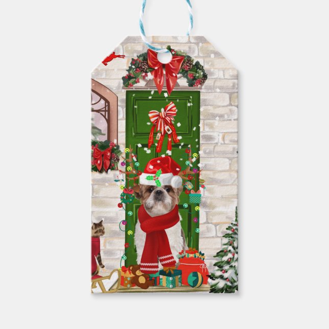 Shih Tzu Dog Christmas Geschenkanhänger (Vorderseite)