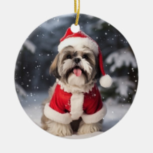 Shih Tzu Dog Christmas Keepake Keramik Ornament