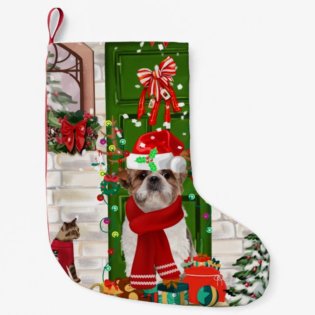 Shih Tzu Dog Christmas Kleiner Weihnachtsstrumpf (Vorderseite)