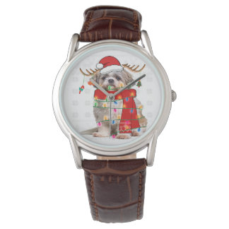 Shih Tzu Dog Christmas Light Funny Puppy Pet Lover Armbanduhr