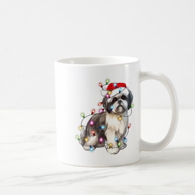 Shih Tzu Dog Christmas Lights Xmas Cute  Kaffeetasse (Rechts)