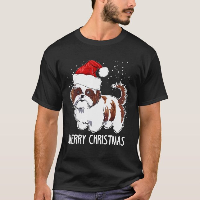 Shih Tzu Dog Christmas Niedlich T-Shirt (Vorderseite)