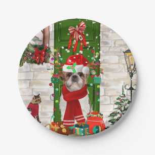 Shih Tzu Dog Christmas Pappteller