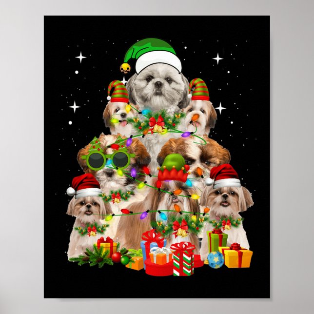 Shih Tzu Dog Christmas Tree Poster (Vorne)