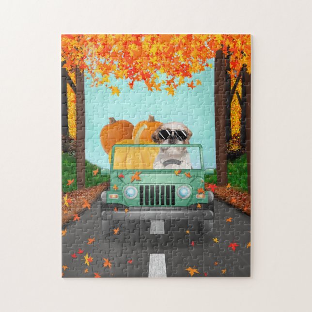 Shih Tzu Dog Fall Pumpkin  Puzzle (Vertikal)