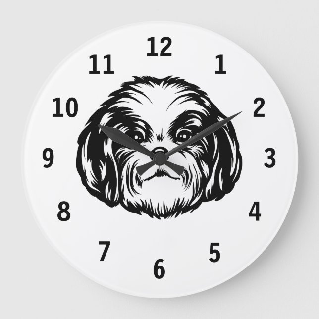 Shih Tzu Dog Große Wanduhr (Vorderseite)