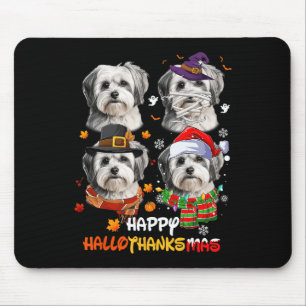 Shih Tzu Dog Hallothanksmas Halloween-Erntedank Mousepad