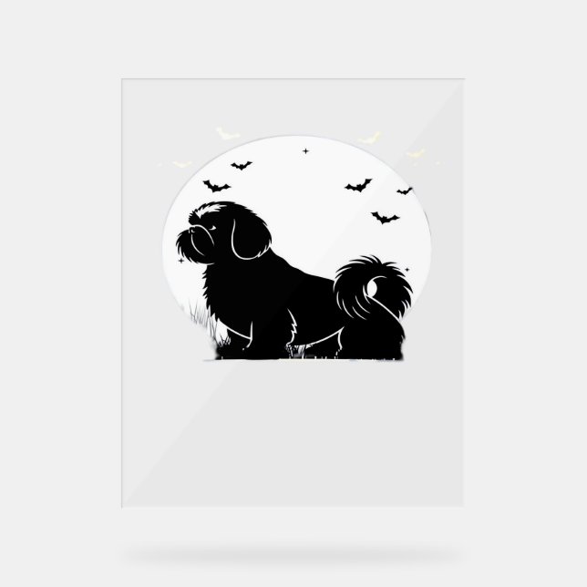 Shih Tzu Dog - Halloween Moon Silhouette Classic T Acrylschild (Vorderseite)