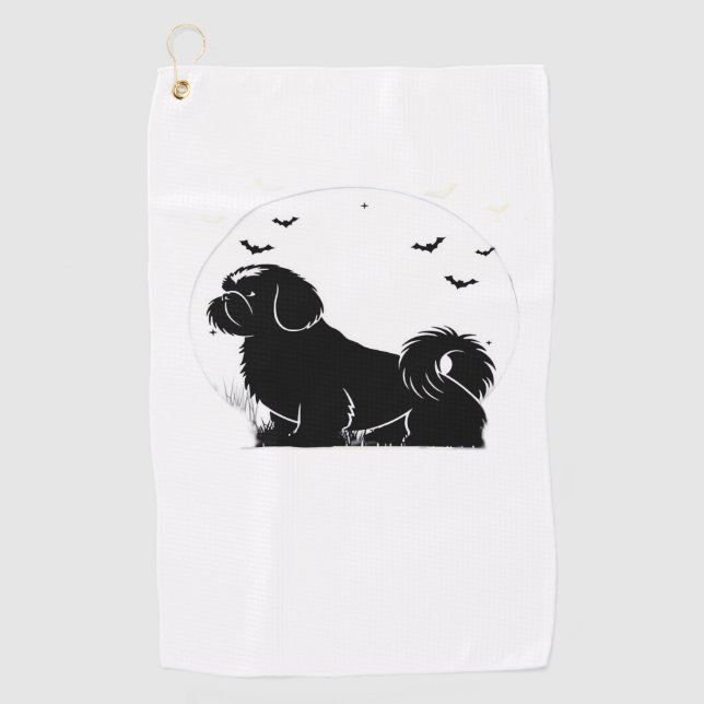 Shih Tzu Dog - Halloween Moon Silhouette Classic T Golfhandtuch (Vorderseite)