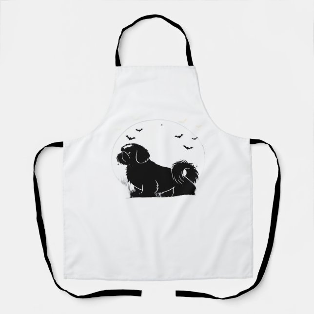 Shih Tzu Dog - Halloween Moon Silhouette Classic T Schürze (Vorderseite)
