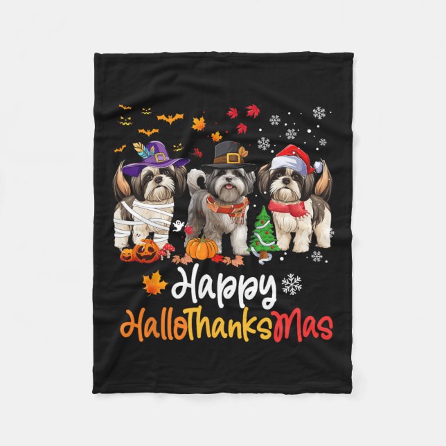 Shih Tzu Dog Halloween Weihnachtsgeschenk Hallowee Fleecedecke (Vorderseite)