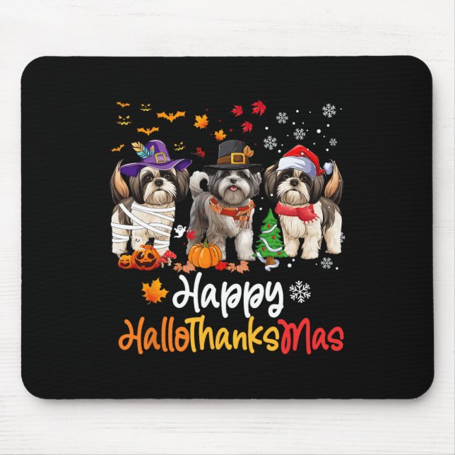 Shih Tzu Dog Halloween Weihnachtsgeschenk Hallowee Mousepad (Vorne)