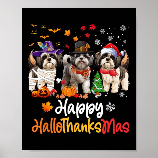 Shih Tzu Dog Halloween Weihnachtsgeschenk Hallowee Poster (Vorne)