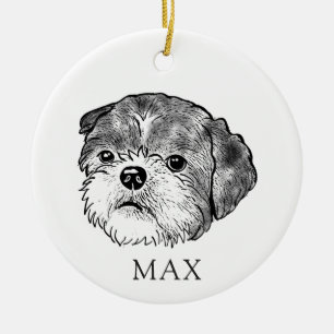 Shih Tzu Dog Hand Zeichne Personalisiert Keramik Ornament