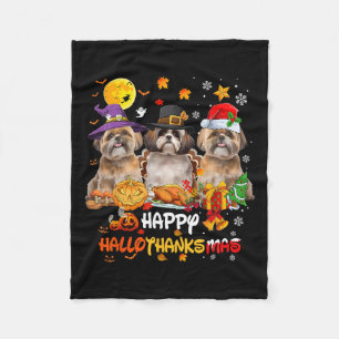 Shih Tzu Dog Happy Halloween Erntedank Merry Ch Fleecedecke