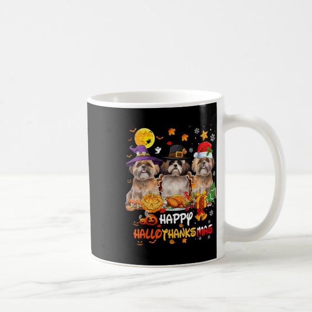 Shih Tzu Dog Happy Halloween Erntedank Merry Ch Kaffeetasse (Rechts)