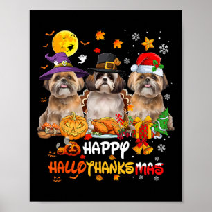 Shih Tzu Dog Happy Halloween Erntedank Merry Ch Poster