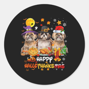Shih Tzu Dog Happy Halloween Erntedank Merry Ch Runder Aufkleber