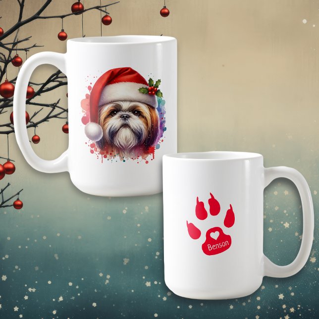 Shih Tzu Dog in der Weihnachtsmannmütze Weihnachte Kaffeetasse (Von Creator hochgeladen)