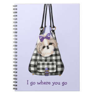 Shih Tzu Dog in einem Beutel-Notebook Notizblock