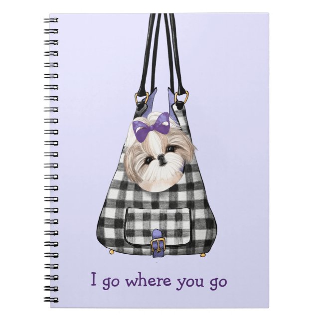 Shih Tzu Dog in einem Beutel-Notebook Notizblock (Vorderseite)
