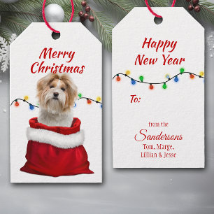 Shih Tzu Dog in Santa Bag Geschenkanhänger