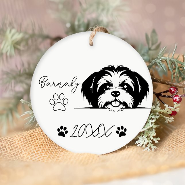 Shih Tzu Dog Individuelle Name & Jahr Keramik Ornament (Von Creator hochgeladen)