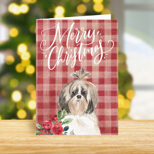 Shih Tzu Dog Karierte Weihnachten