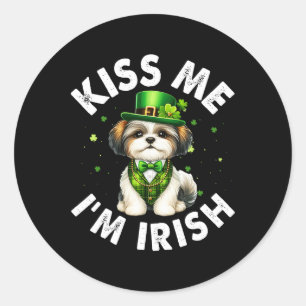 Shih Tzu Dog Liebhaber Kiss Me Ich bin Irish Funny Runder Aufkleber