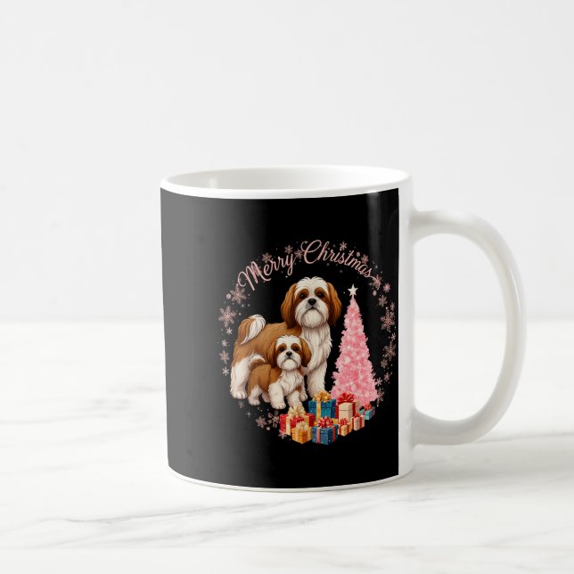 Shih Tzu Dog Light Snow Merry Christmas Hat Santa  Kaffeetasse (Rechts)
