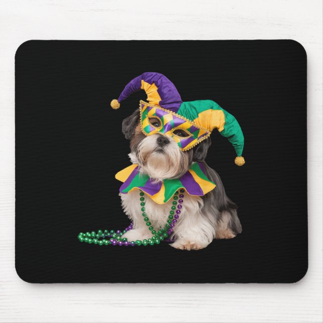 Shih Tzu Dog Lover Niedlich Mardi Gras Carnival Je Mousepad (Vorne)