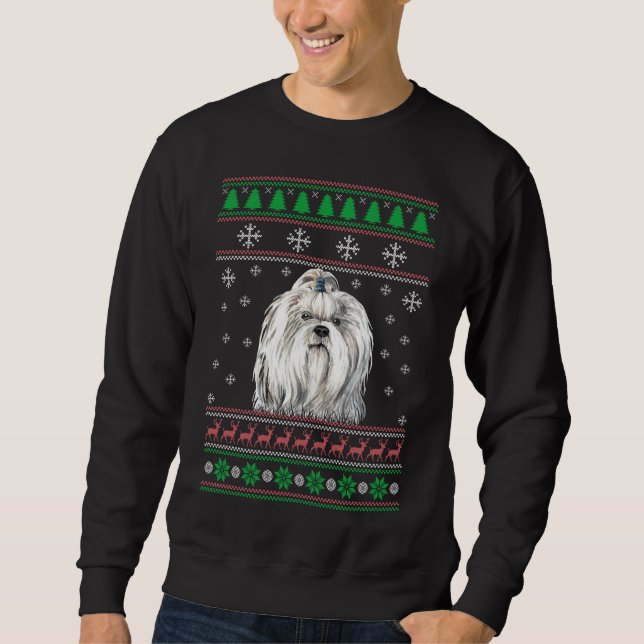 Shih Tzu Dog Lover Ugly Christmas Sweater Xmas Sweatshirt (Vorderseite)