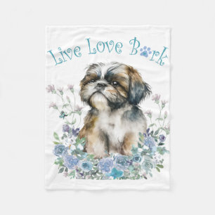 Shih Tzu Dog Mama Floral Fleecedecke