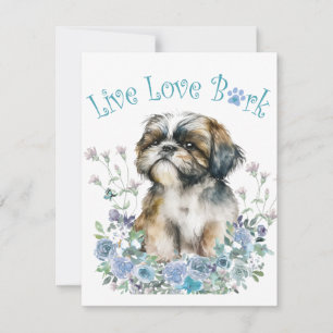 Shih Tzu Dog Mama Floral Mitteilungskarte