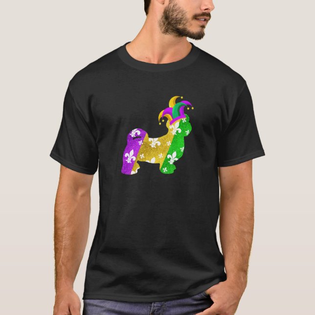 Shih Tzu Dog Mardi Gras Carnivals Funny Puppy Lieb T-Shirt (Vorderseite)