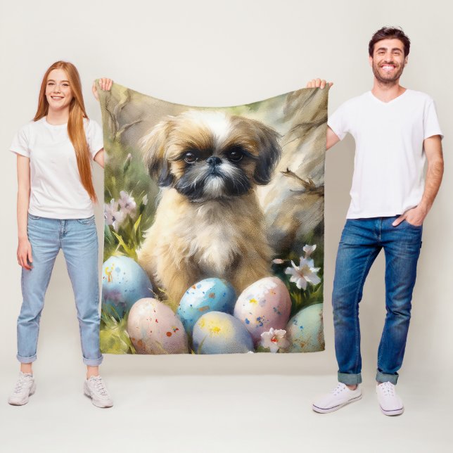 Shih Tzu Dog mit Ostereier Urlaub Fleecedecke (Beispiel)