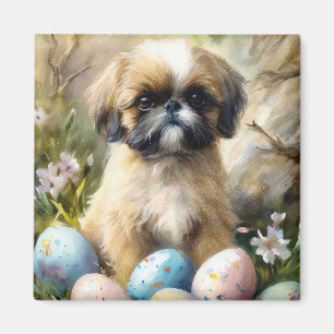 Shih Tzu Dog mit Ostereier Urlaub Magnet