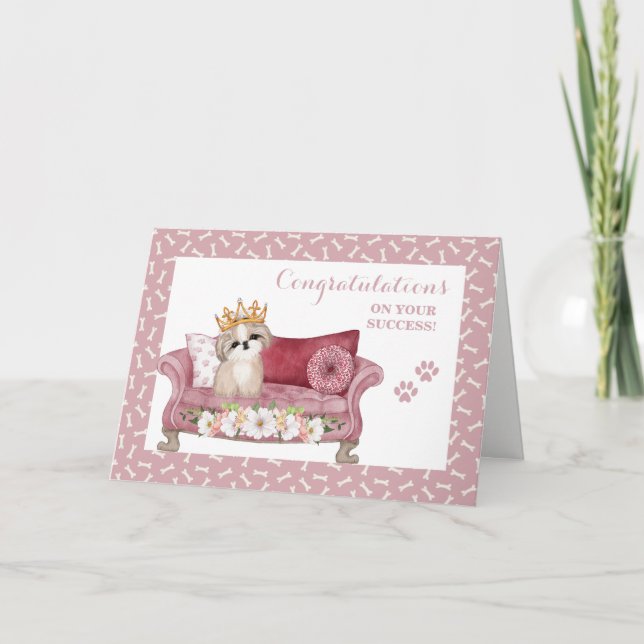Shih Tzu Dog mit Tiara Abschluss Danke Karte (Vorderseite)